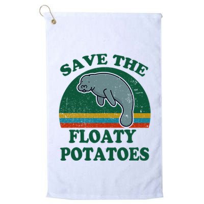 Manatee Save The Floaty Potatoes Funny Chubby Mermaid Golf Towel