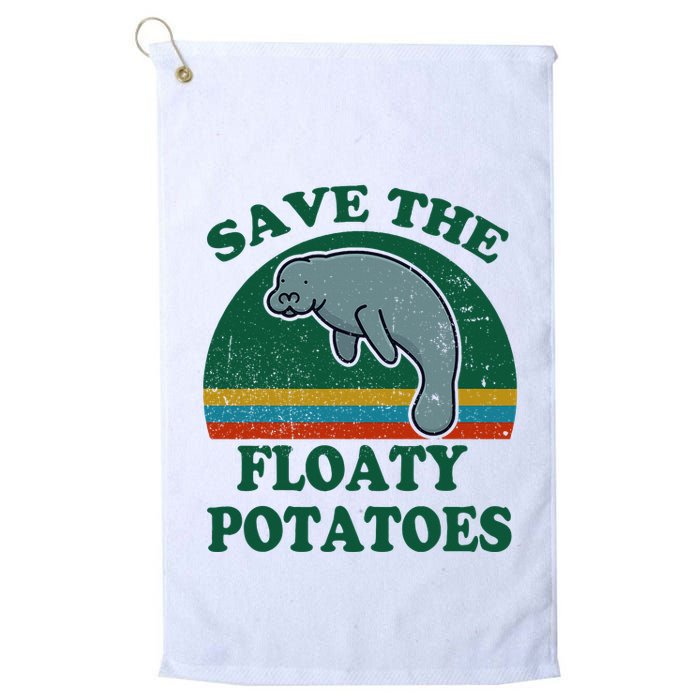 Manatee Save The Floaty Potatoes Funny Chubby Mermaid Golf Towel