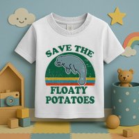 Manatee Save The Floaty Potatoes Funny Chubby Mermaid Toddler T-Shirt