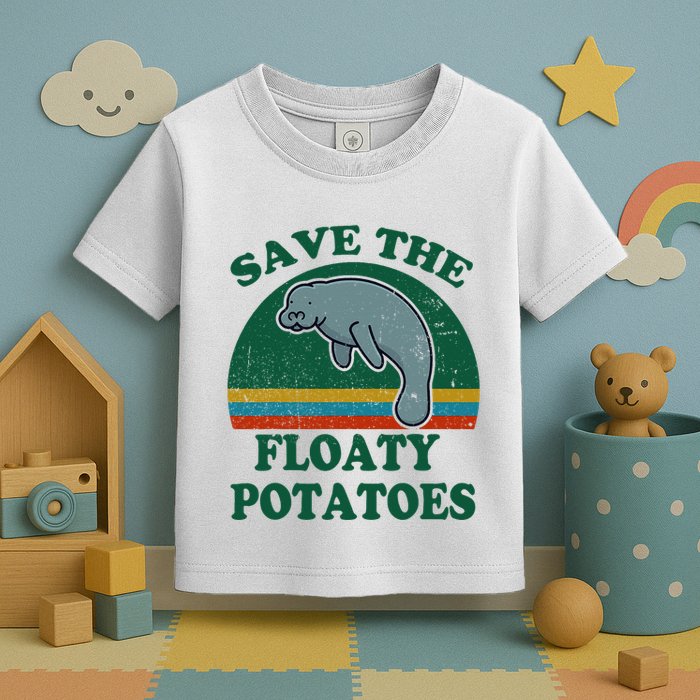 Manatee Save The Floaty Potatoes Funny Chubby Mermaid Toddler T-Shirt