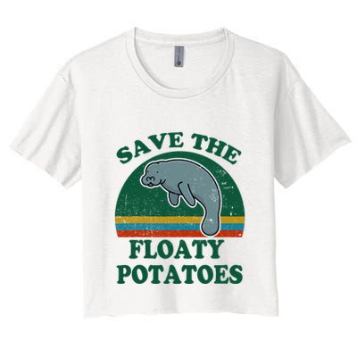 Manatee Save The Floaty Potatoes Funny Chubby Mermaid Crop Top