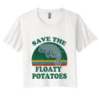 Manatee Save The Floaty Potatoes Funny Chubby Mermaid Crop Top