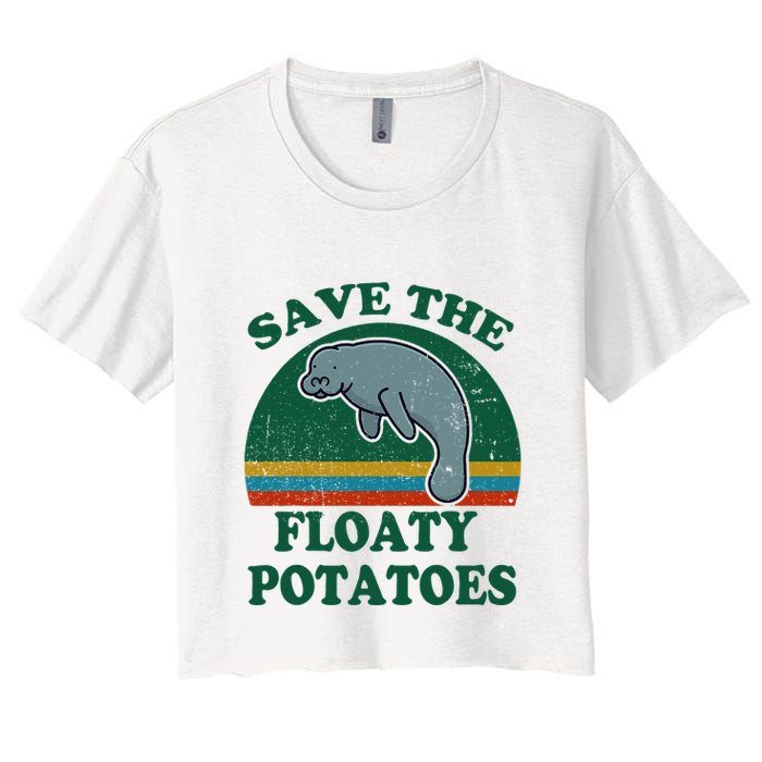 Manatee Save The Floaty Potatoes Funny Chubby Mermaid Crop Top