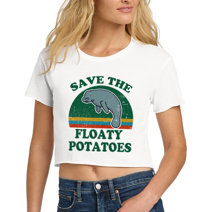 Manatee Save The Floaty Potatoes Funny Chubby Mermaid Crop Top