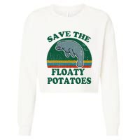 Manatee Save The Floaty Potatoes Funny Chubby Mermaid Cropped Pullover Crew