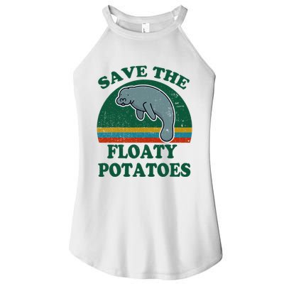 Manatee Save The Floaty Potatoes Funny Chubby Mermaid Women's Perfect Tri Rocker Tank
