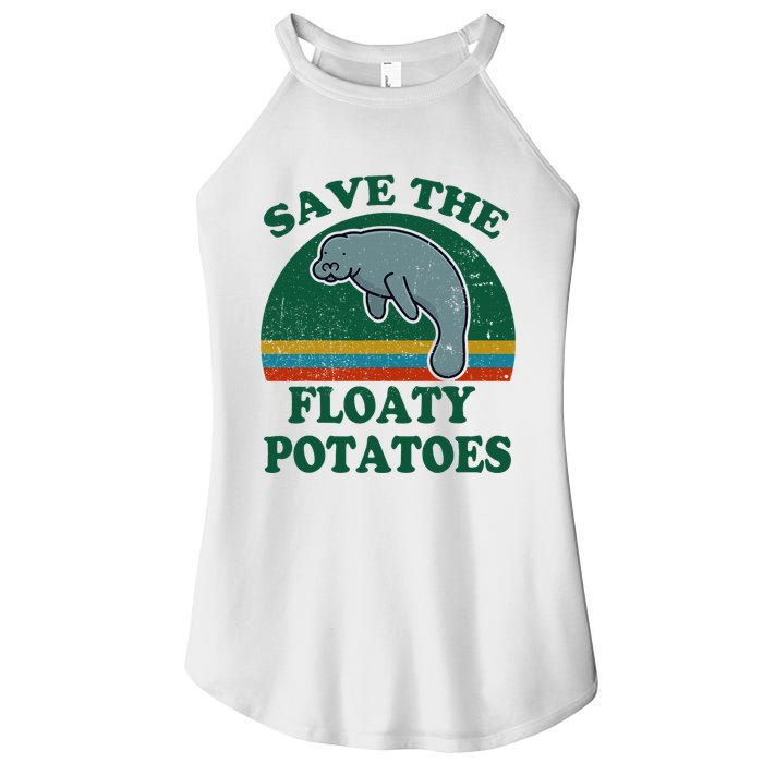 Manatee Save The Floaty Potatoes Funny Chubby Mermaid Women's Perfect Tri Rocker Tank