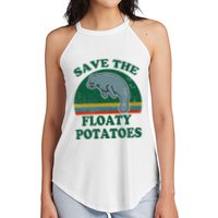 Manatee Save The Floaty Potatoes Funny Chubby Mermaid Women's Perfect Tri Rocker Tank