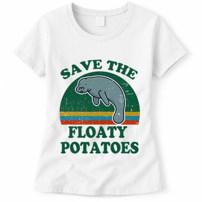Manatee Save The Floaty Potatoes Funny Chubby Mermaid Womens T-Shirt