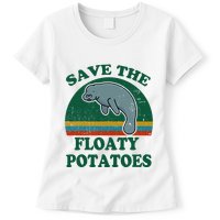 Manatee Save The Floaty Potatoes Funny Chubby Mermaid Womens T-Shirt