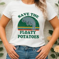 Manatee Save The Floaty Potatoes Funny Chubby Mermaid Womens T-Shirt
