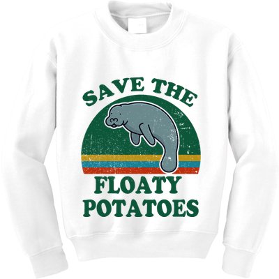 Manatee Save The Floaty Potatoes Funny Chubby Mermaid Kids Sweatshirt
