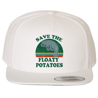 Manatee Save The Floaty Potatoes Funny Chubby Mermaid Wool Snapback Cap