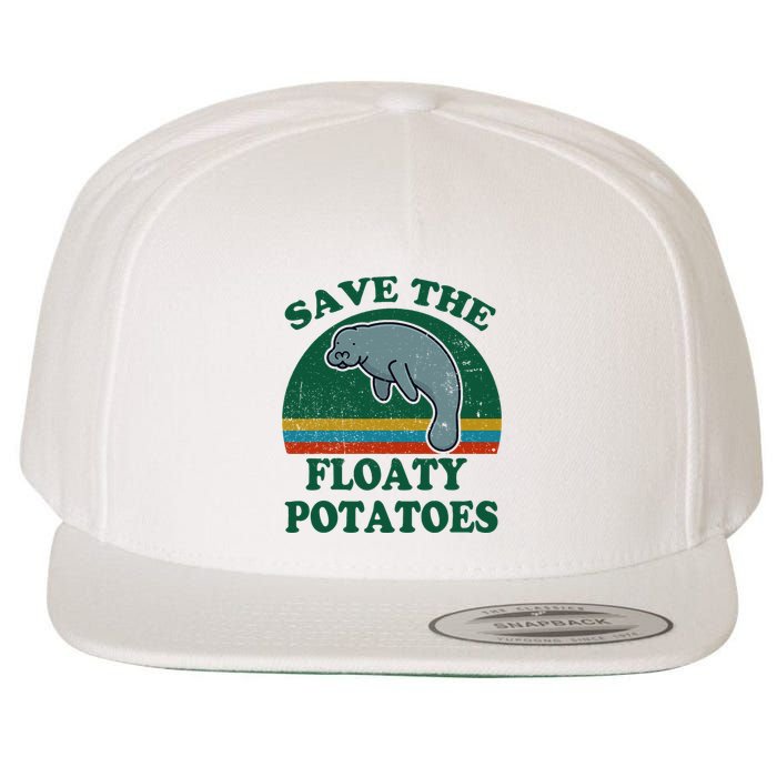 Manatee Save The Floaty Potatoes Funny Chubby Mermaid Wool Snapback Cap