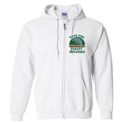 Manatee Save The Floaty Potatoes Funny Chubby Mermaid Full Zip Hoodie