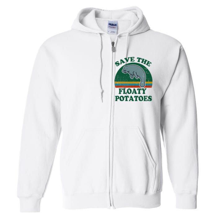 Manatee Save The Floaty Potatoes Funny Chubby Mermaid Full Zip Hoodie