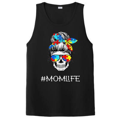 Mom Skull Tired Exhausted Autism Awareness Mama Women PosiCharge Competitor Tank