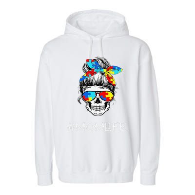 Mom Skull Tired Exhausted Autism Awareness Mama Women Garment-Dyed Fleece Hoodie