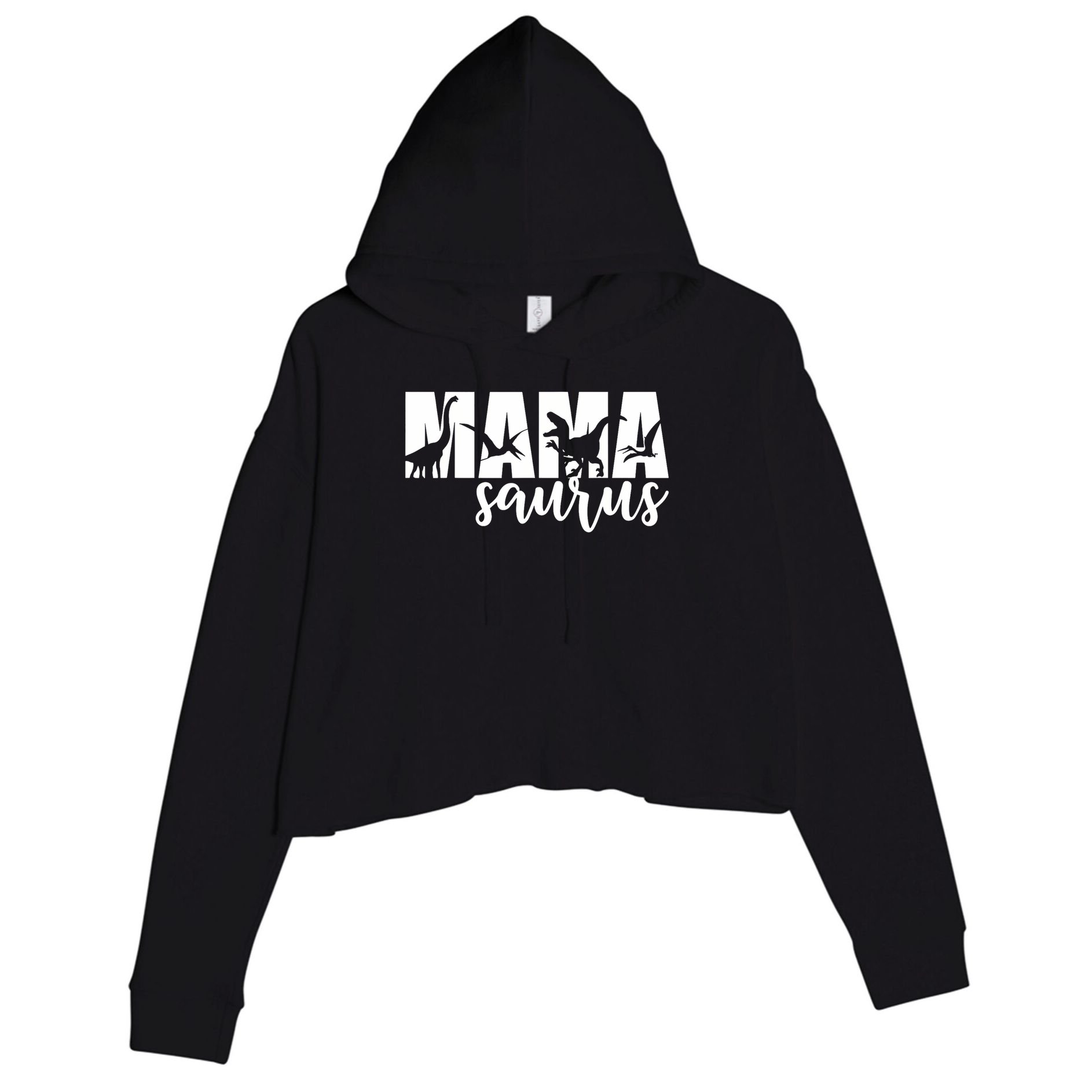 Mama Saurus T Rex Dinosaur Funny Mama Saurus Mother's Day Crop Fleece Hoodie