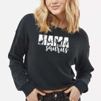 Mama Saurus T Rex Dinosaur Funny Mama Saurus Mother's Day Cropped Pullover Crew