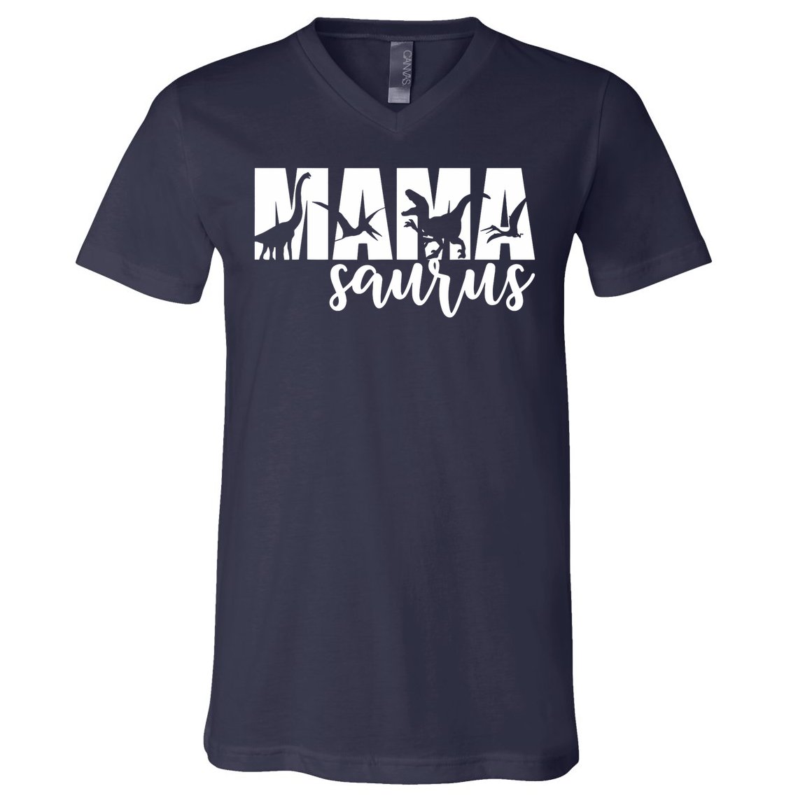 Mama Saurus T Rex Dinosaur Funny Mama Saurus Mother's Day V-Neck T-Shirt