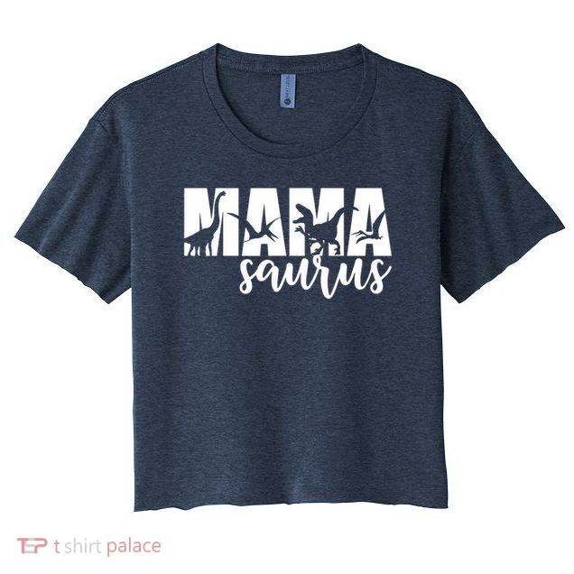 Mama Saurus T Rex Dinosaur Funny Mama Saurus Mother's Day Crop Top