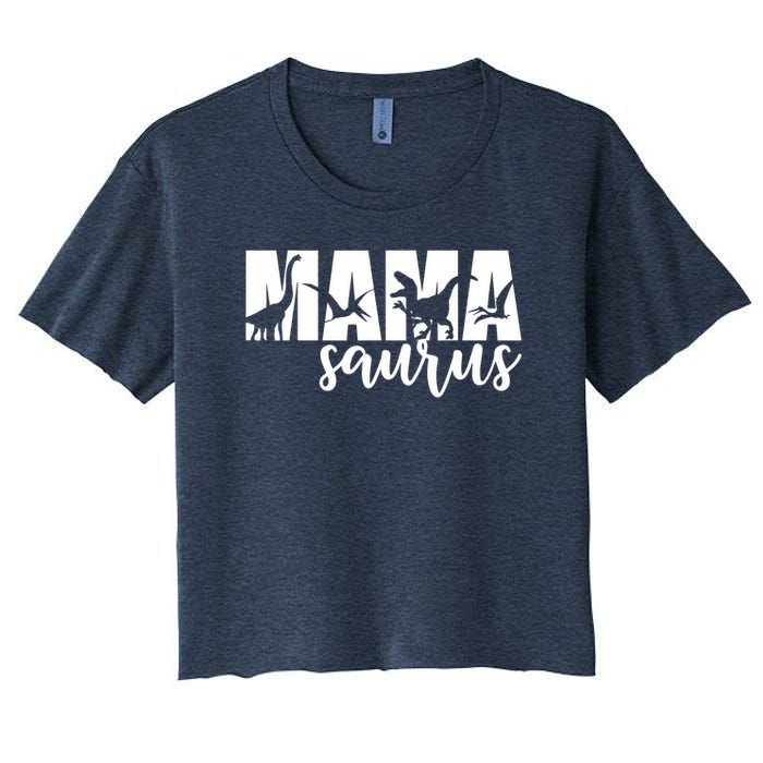 Mama Saurus T Rex Dinosaur Funny Mama Saurus Mother's Day Women's Crop Top Tee