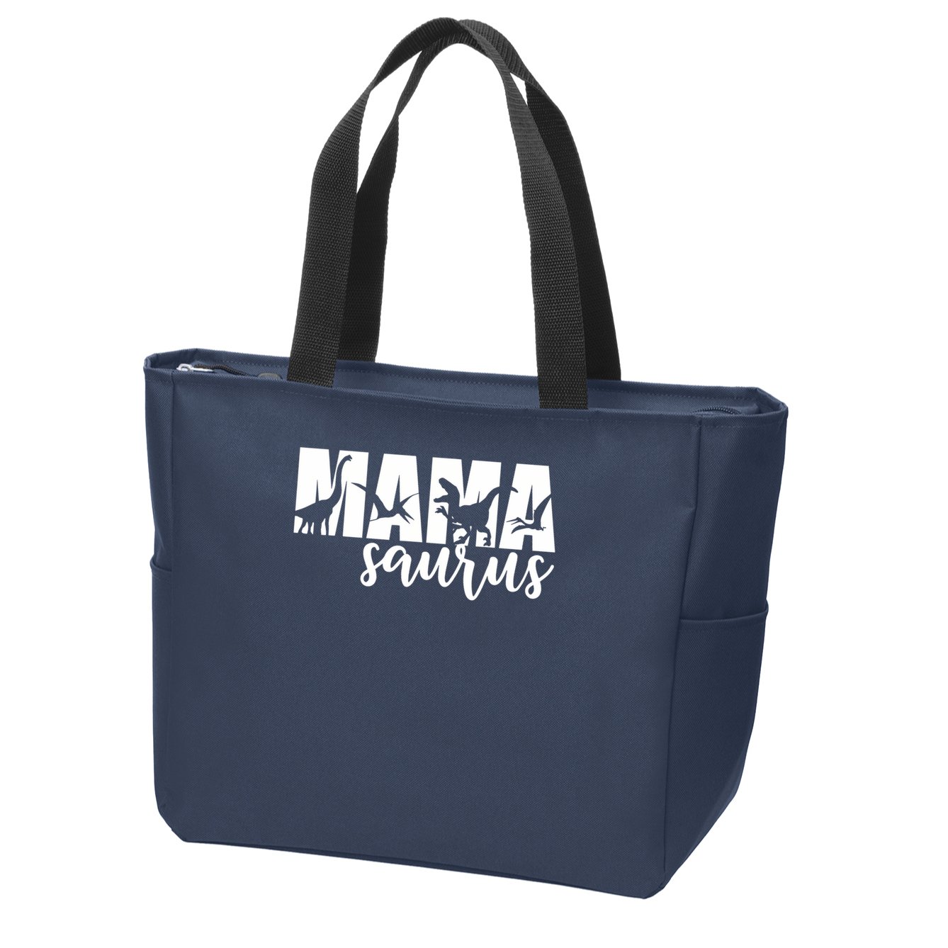 Mama Saurus T Rex Dinosaur Funny Mama Saurus Mother's Day Zip Tote Bag