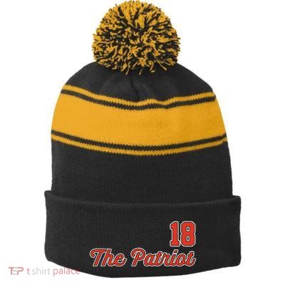 Matthew Slater The Patriot Captain 18 Stripe Pom Pom Beanie