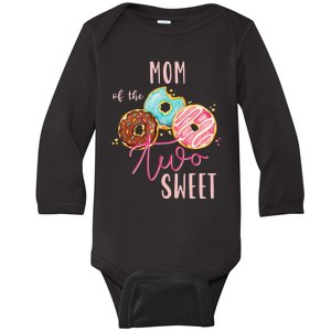 Mom Sweet Two Donut Birthday Party Theme Baby Long Sleeve Bodysuit