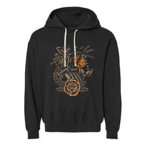 Mermaid Skeleton Traditional Tattoo Old School Tattoo Flash Garment-Dyed Fleece Hoodie