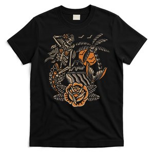 Mermaid Skeleton Traditional Tattoo Old School Tattoo Flash T-Shirt