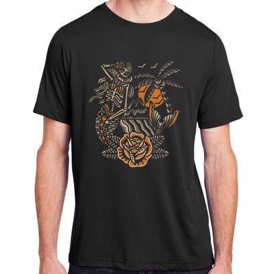 Mermaid Skeleton Traditional Tattoo Old School Tattoo Flash Adult ChromaSoft Performance T-Shirt