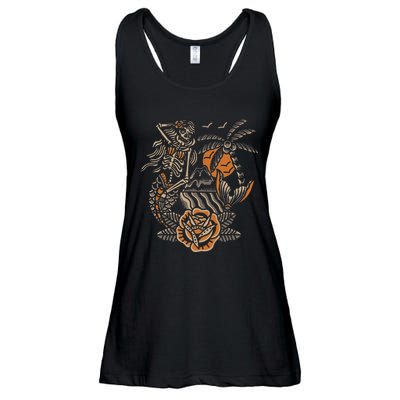 Mermaid Skeleton Traditional Tattoo Old School Tattoo Flash Ladies Essential Flowy Tank