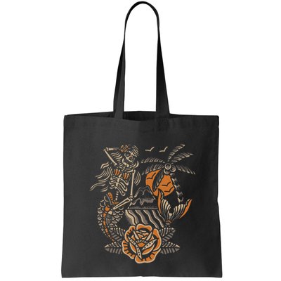 Mermaid Skeleton Traditional Tattoo Old School Tattoo Flash Bag