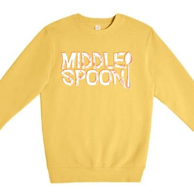 Middle Spoon Throuple Poly Polyamory Spooning Threesome Cute Gift Premium Crewneck Sweatshirt