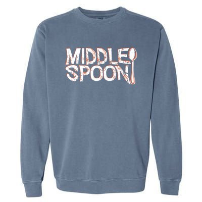 Middle Spoon Throuple Poly Polyamory Spooning Threesome Cute Gift Garment-Dyed Sweatshirt