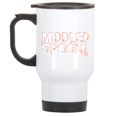 Middle Spoon Throuple Poly Polyamory Spooning Threesome Cute Gift Stainless Steel Travel Mug