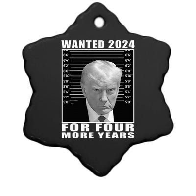 Mug Shot Trump Wanted 2024 For Four More Years Ceramic Star Ornament