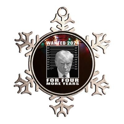 Mug Shot Trump Wanted 2024 For Four More Years Metallic Star Ornament