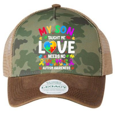 My Son Taught Me Love Needs No Words Autism For Mom Dad Legacy Tie Dye Trucker Hat