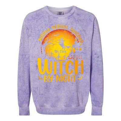 Middle School Teacher By Day Witch By Night Teacher His/Her Gift Colorblast Crewneck Sweatshirt