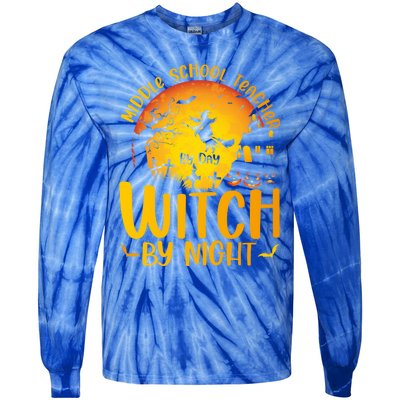 Middle School Teacher By Day Witch By Night Teacher His/Her Gift Tie-Dye Long Sleeve Shirt