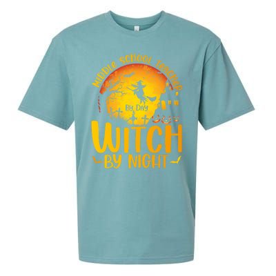 Middle School Teacher By Day Witch By Night Teacher His/Her Gift Sueded Cloud Jersey T-Shirt