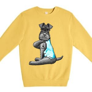 Miniature Schnauzer Tattoos I Love Dad Gift FatherS Day Gift Premium Crewneck Sweatshirt