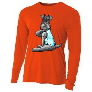 Miniature Schnauzer Tattoos I Love Dad Gift FatherS Day Gift Cooling Performance Long Sleeve Crew