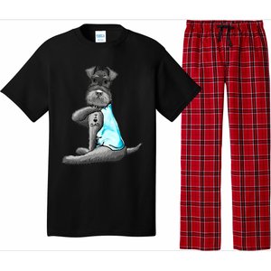 Miniature Schnauzer Tattoos I Love Dad Gift FatherS Day Gift Pajama Set