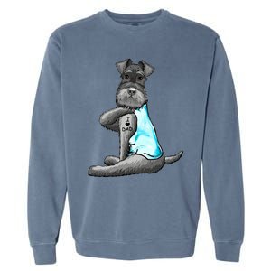 Miniature Schnauzer Tattoos I Love Dad Gift FatherS Day Gift Garment-Dyed Sweatshirt