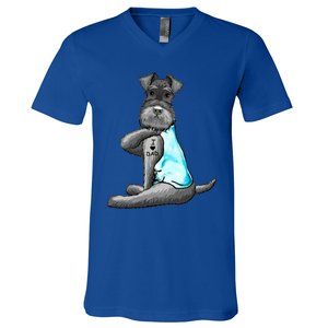 Miniature Schnauzer Tattoos I Love Dad Gift FatherS Day Gift V-Neck T-Shirt