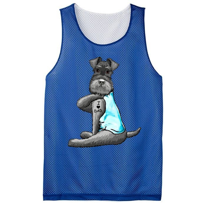 Miniature Schnauzer Tattoos I Love Dad Gift FatherS Day Gift Mesh Reversible Basketball Jersey Tank